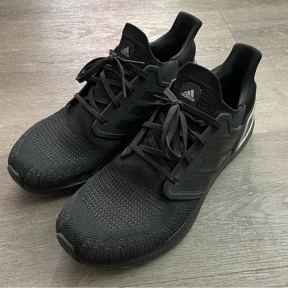 adidas Ultraboost 20 Black & Silver Running Shoes Sz 11.5
